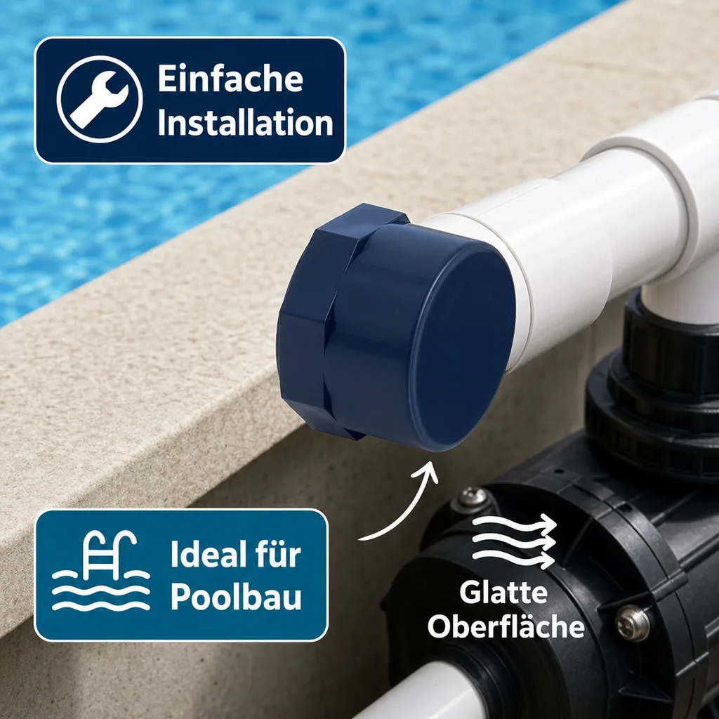 PVC U Kappe, 1 1/4 Zoll Innengewinde, PN10
