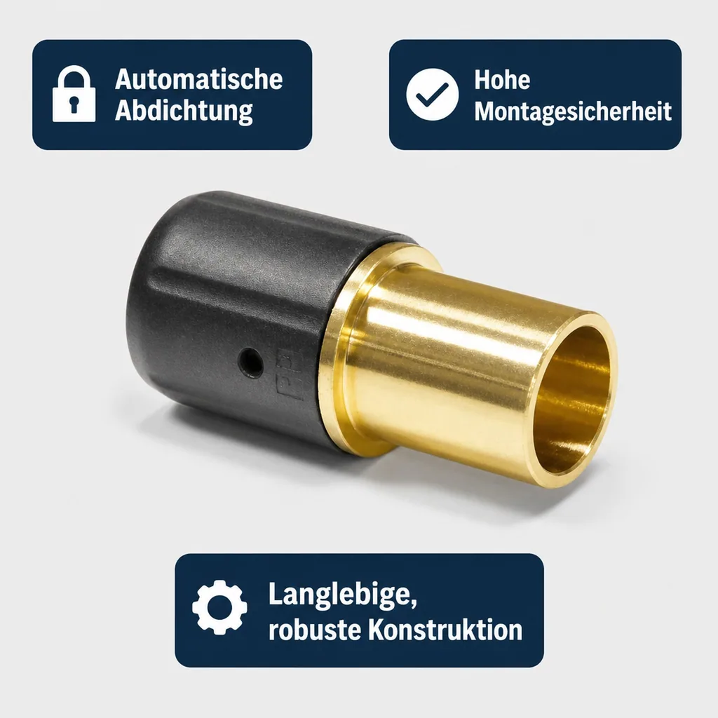 Steckverbinder Kupferrohr, Übergang 16x15mm, ohne Pressen