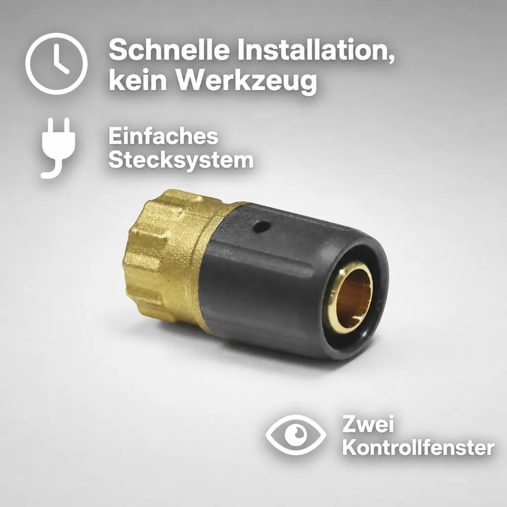 Steckfitting Wasserleitung, Übergang 20 x 2 auf 3/4 IG, Heizung