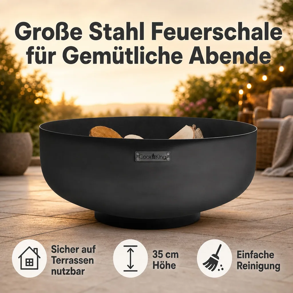 Feuerschale, Garten, Groß, 80 cm, Stahl