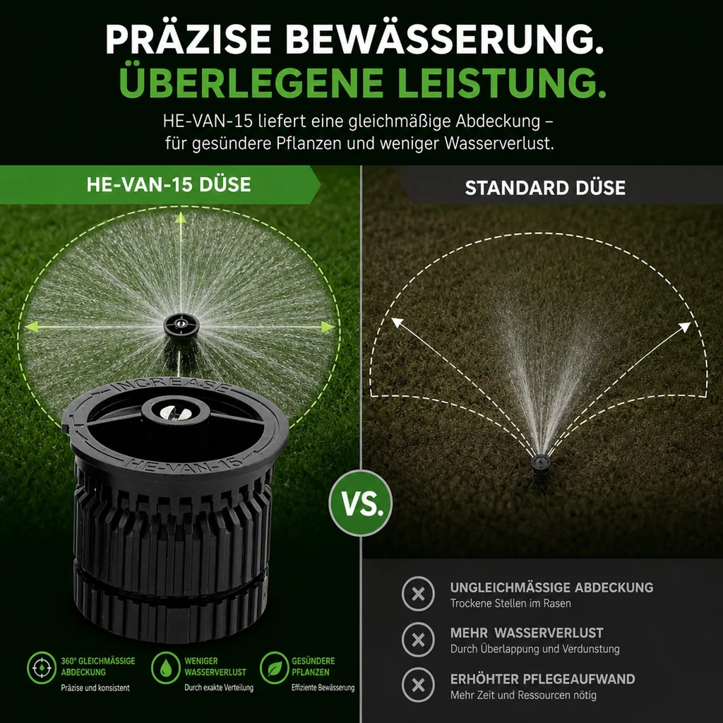 Sprühdüse Garten, Regnerdüse, einstellbar 0-360°, HE-VAN 15