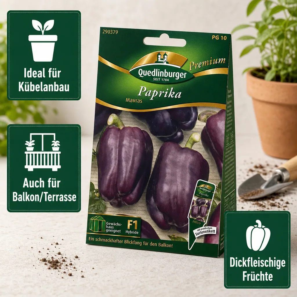 Paprika Samen, Mavras F1, Dunkle Blockpaprika, Resistente Sorte