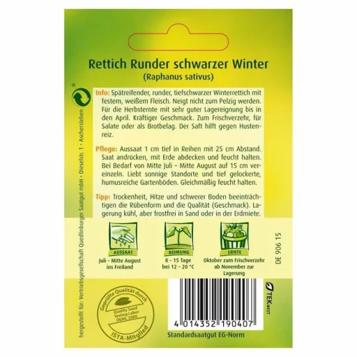 Rettich kaufen, Schwarzer Winterrettich, Saatgut für Garten & Co.