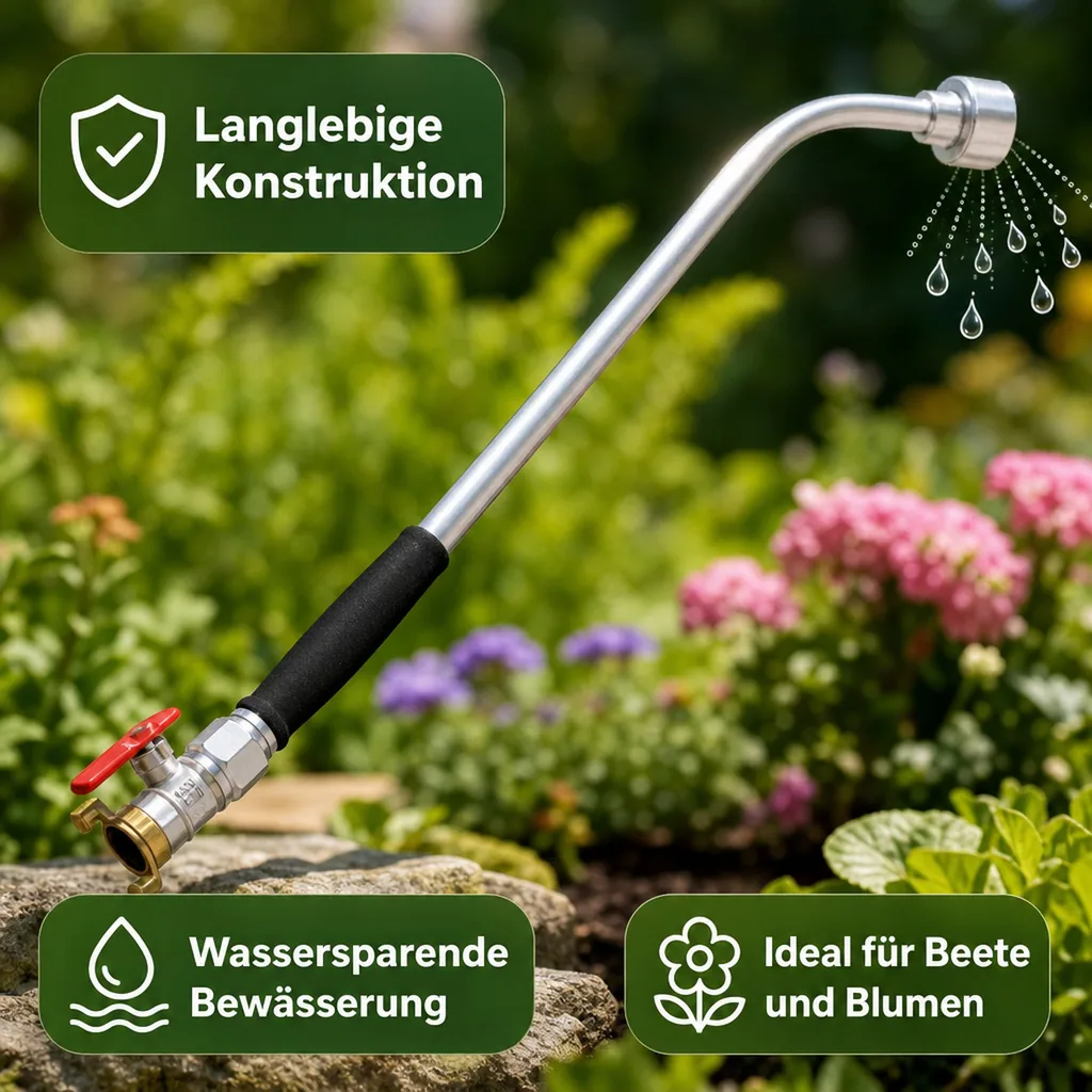 Giessstab Set 90cm, Garten Bewässerungsstab mit Kugelhahn