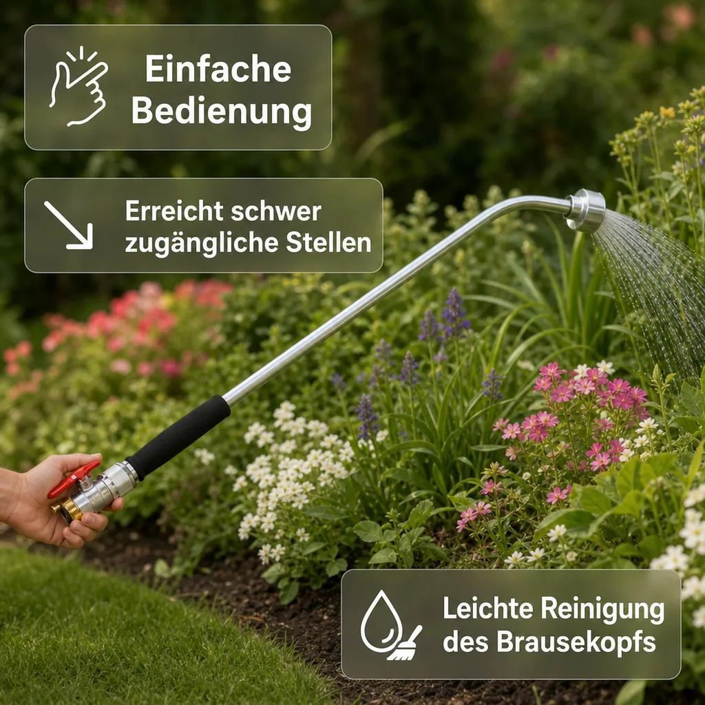 Giessstab Set 90cm, Garten Bewässerungsstab mit Kugelhahn