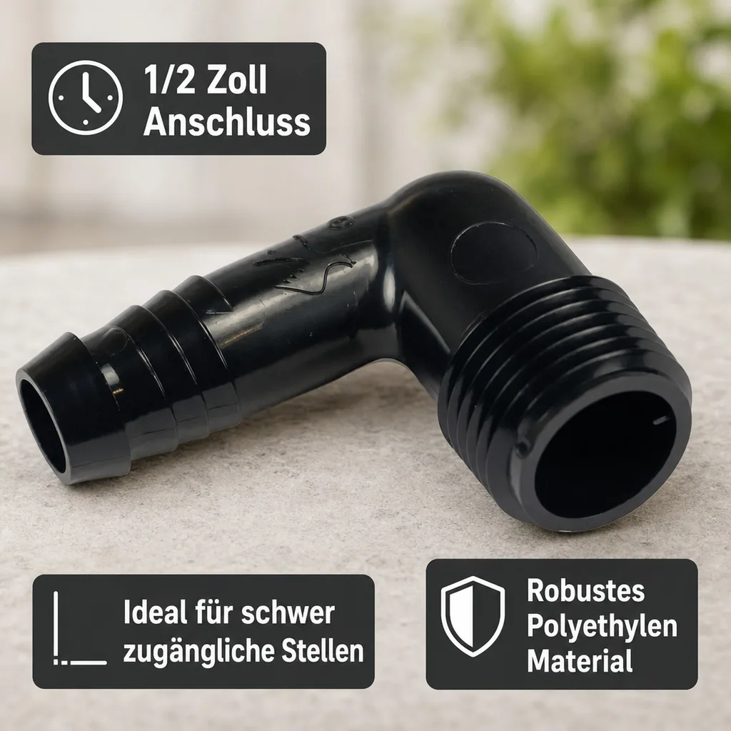 Gartenschlauch Winkel, 1/2 Zoll, Bewässerung Anschluss, 90 Grad