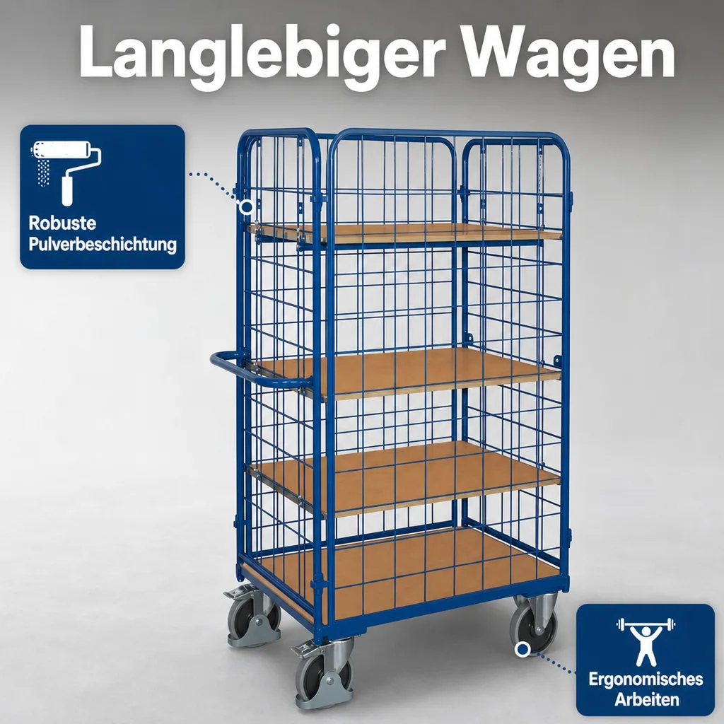 Vierwandwagen, hoch, 3 Böden, XL, EasySTOP