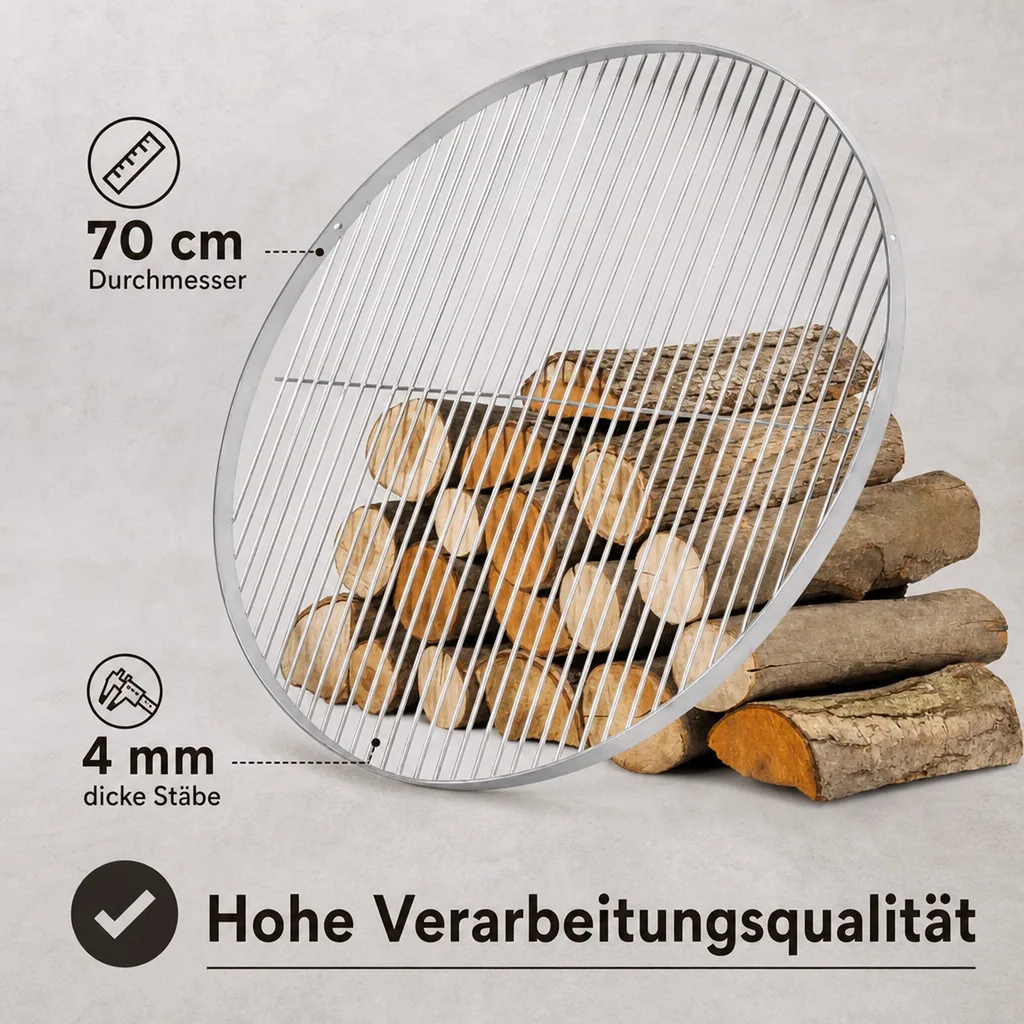 Grillrost Edelstahl, 70 cm, runder Grillrost, Grillzubehör