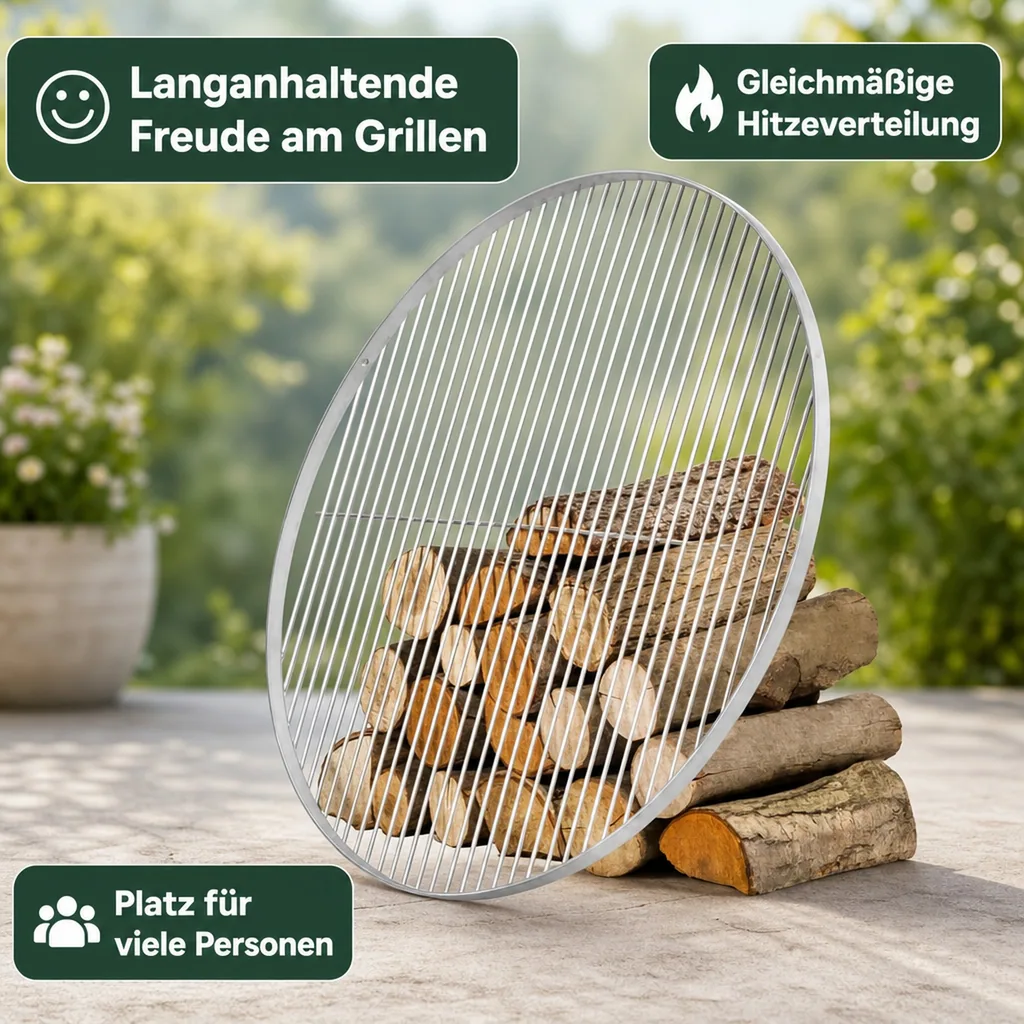 Grillrost Edelstahl, 70 cm, runder Grillrost, Grillzubehör