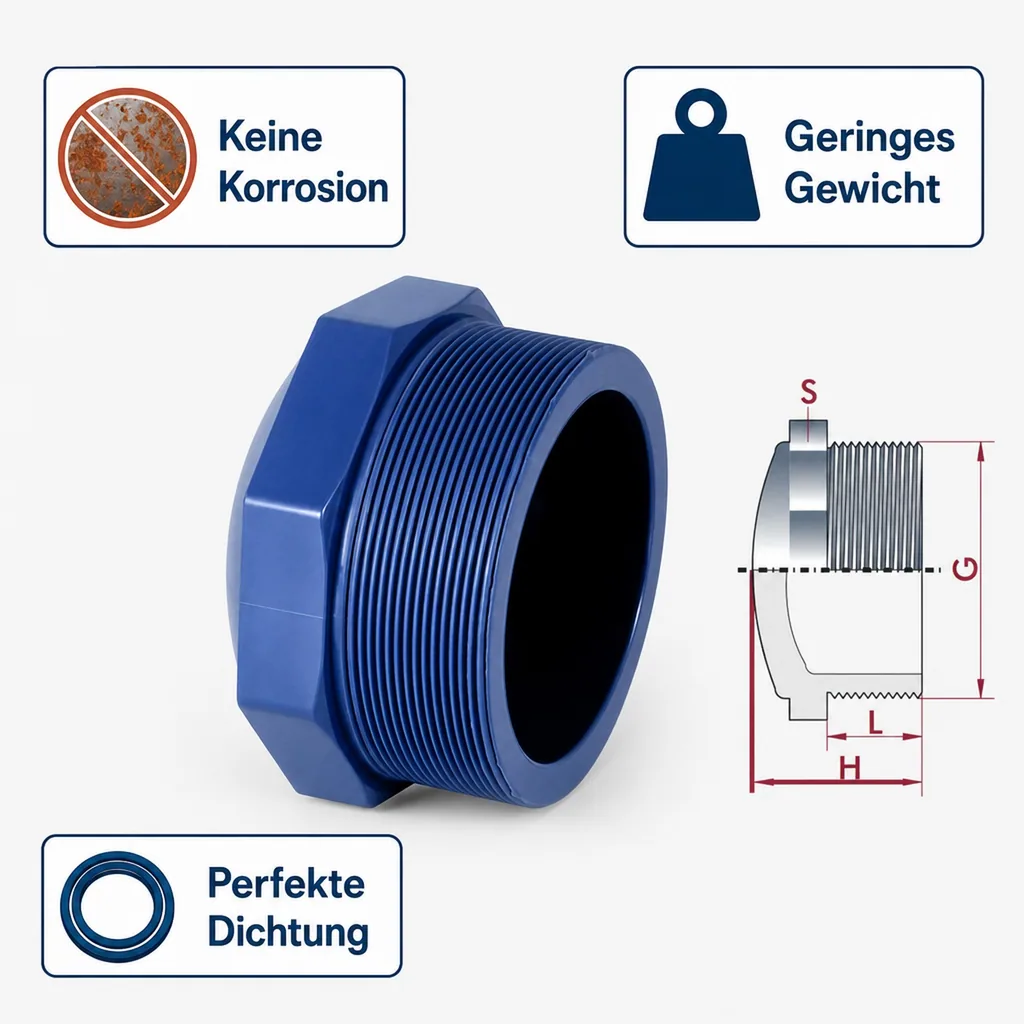 PVC - U Stopfen AG 1 1/4" PN10