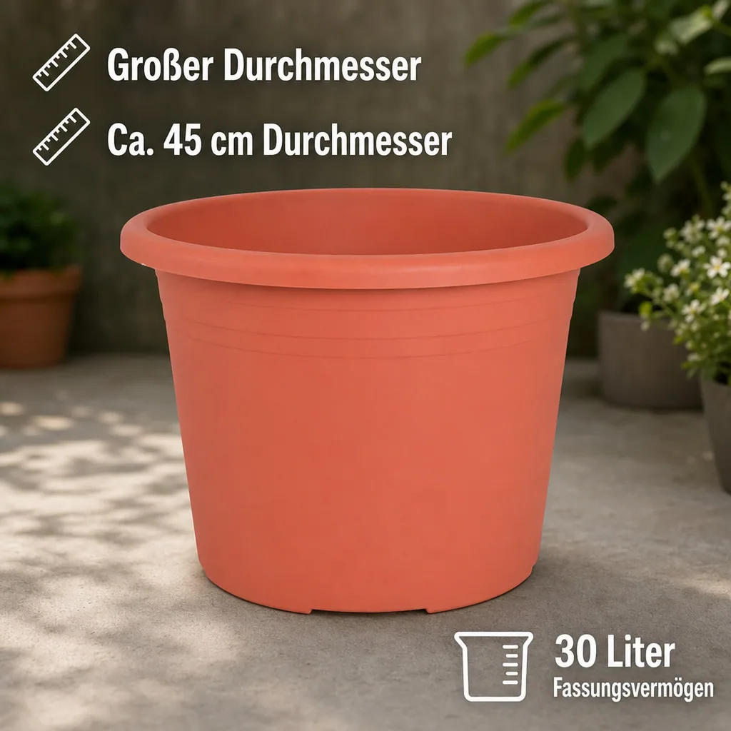 Blumentopf CYLINDRO ca. Ø 45 cm, 30 Liter, terracotta