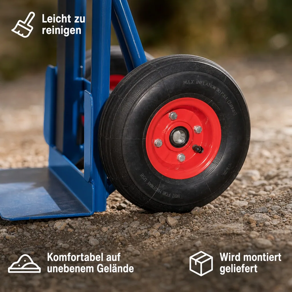 Gerätekarre, Stahlrohrkarre 250 kg, Transportkarre mit Luftbereifung