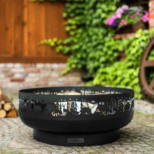 Feuerschale 80 cm, Gartenfeuerschale Stahl, Forest Design