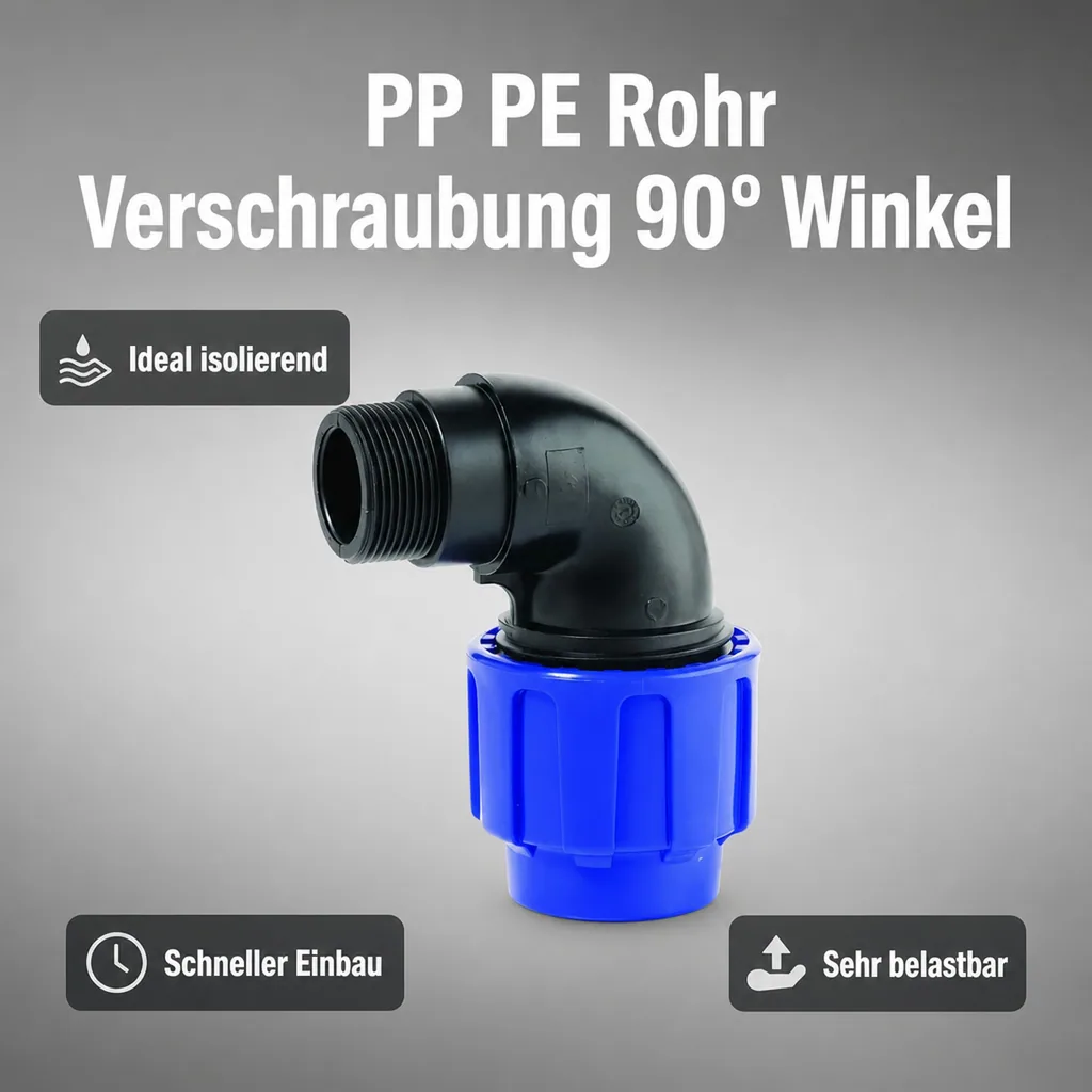 PP PE Rohr Verschraubung 90° Winkel 32 x 1" AG