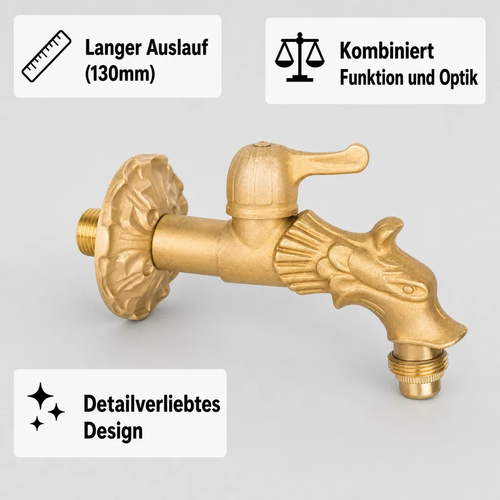 Nostalgie Auslaufventil Drachenkopf Hebel 1/2"