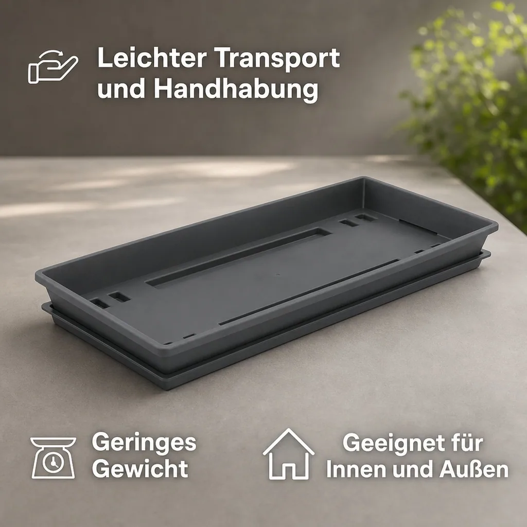 Untersetzer für Blumenkasten anthrazit, Kunststoff, Standard, ca. 40 cm