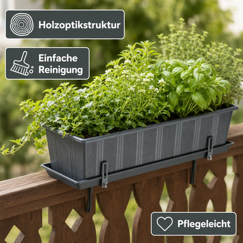 Untersetzer für Blumenkasten anthrazit, Kunststoff, Standard, ca. 40 cm