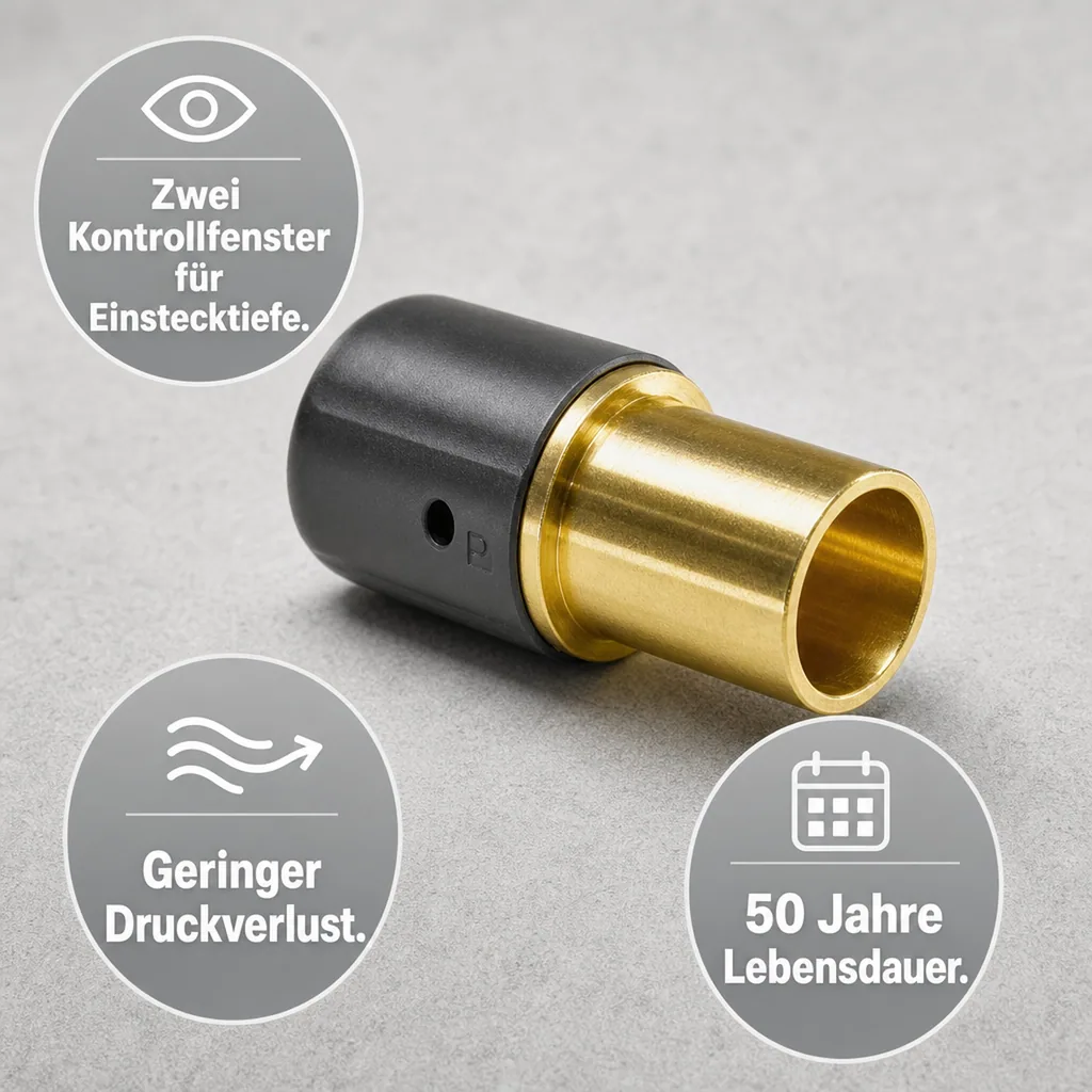 Steckfitting Übergang auf Kupferrohr Pressanschluss 20 x 2 - 15 mm