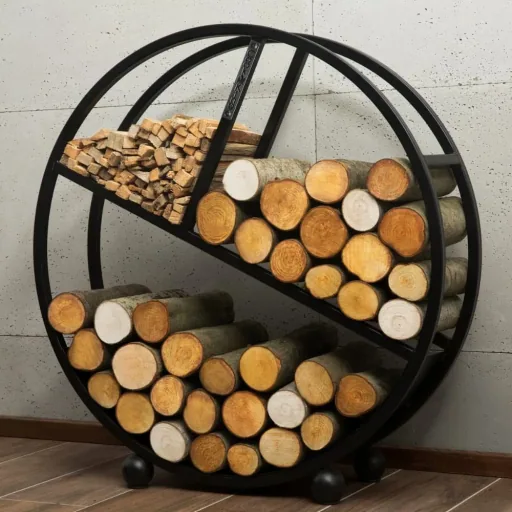 Kaminholzregal Stahl 80 cm, Brennholzregal Modern, Naturstahl