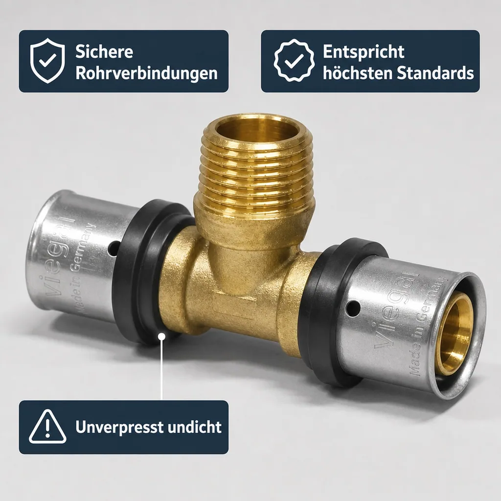 Pressfitting T-Stück 26 mm, T Stück 3/4 Zoll AG, Pressfitting für Mehrschichtverbundrohr