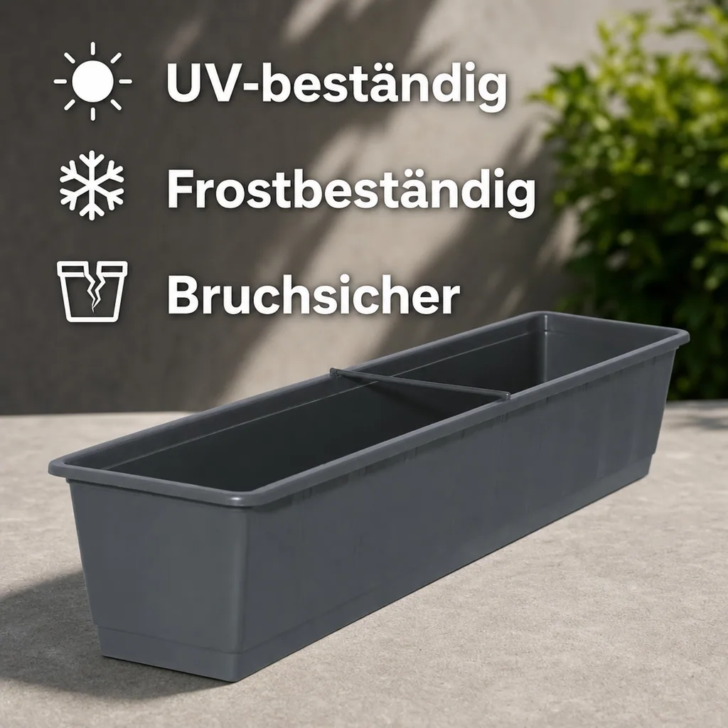 Blumenkasten 80 cm anthrazit, Kunststoff, Balkonkasten