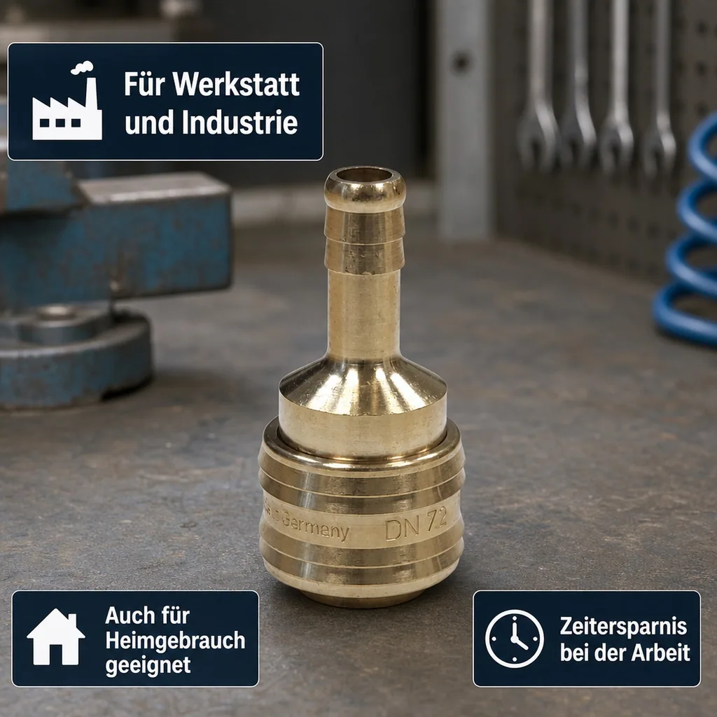 Druckluftkupplung, Kupplungsdose Druckluft, 9mm Schlauchtülle