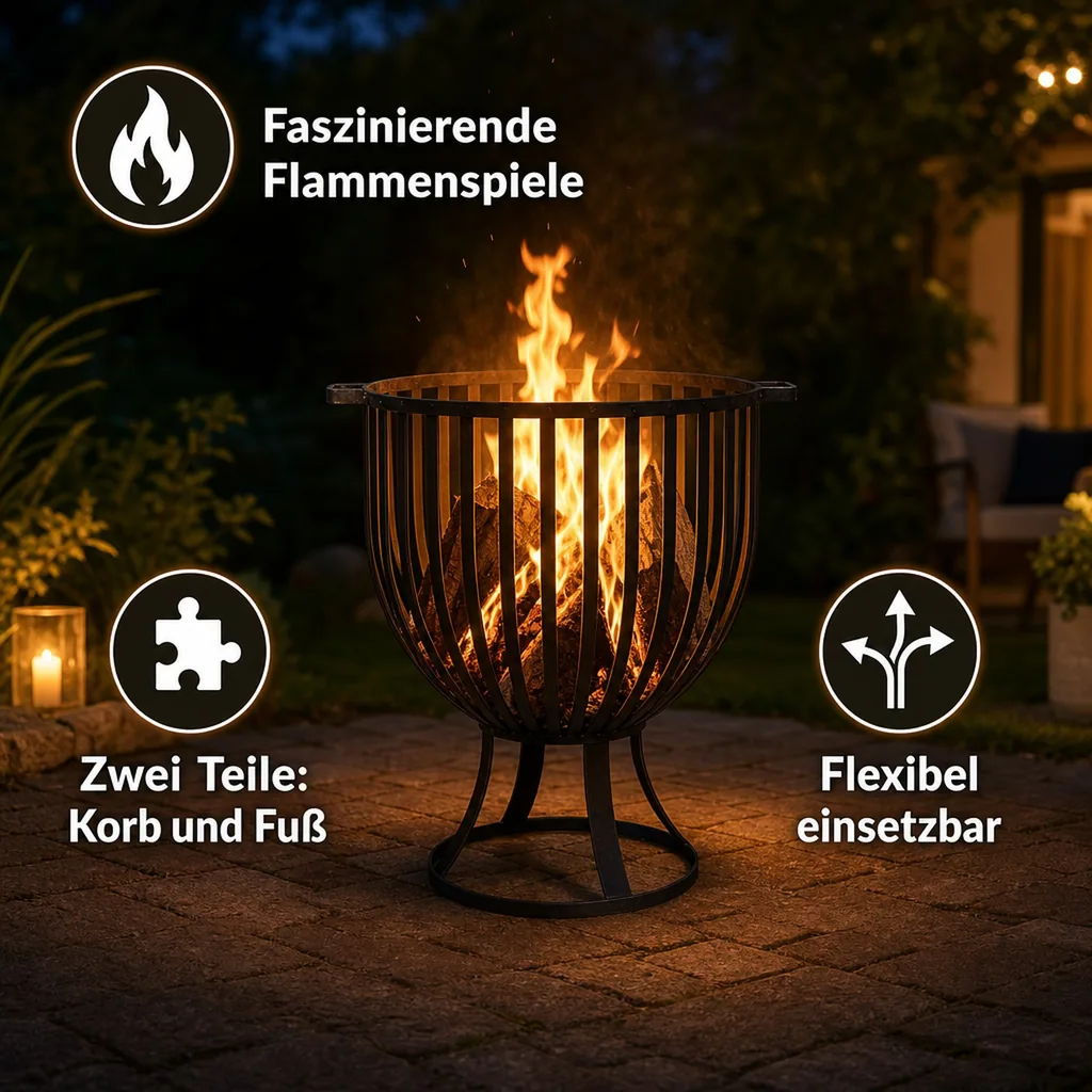 Feuerkorb KATAR aus Naturstahl, 60 cm