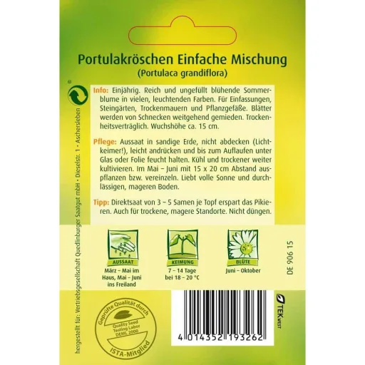 Portulakröschen Samen, Sommerblume, Bunte Blütenmischung