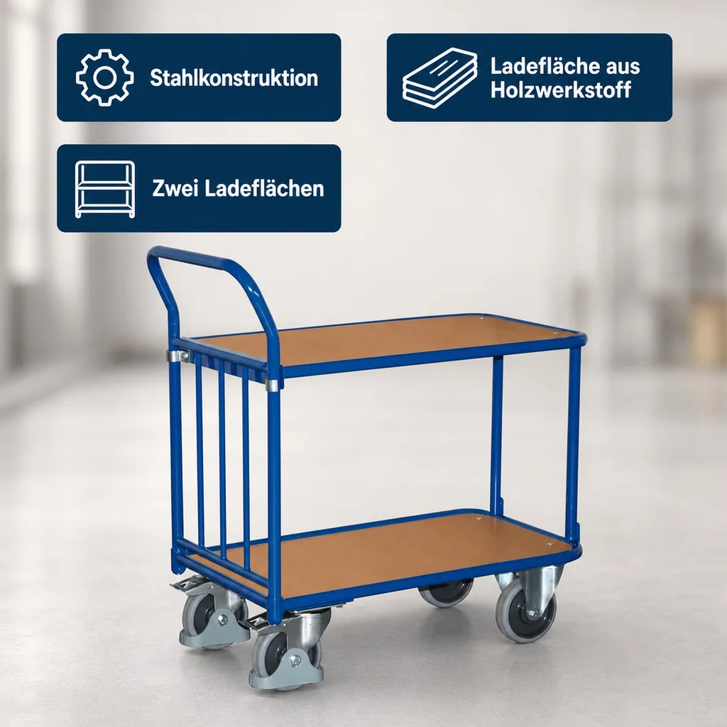 Schiebebügel-Tischwagen 400 kg Typ M + EasySTOP