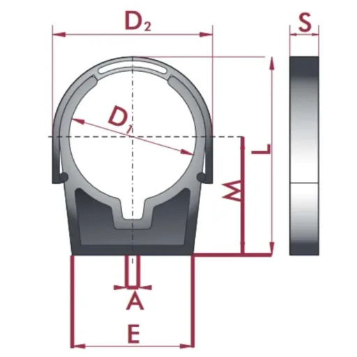Rohrklemme 50mm, PVC Rohrklemme, Rohrschelle mit Bügel