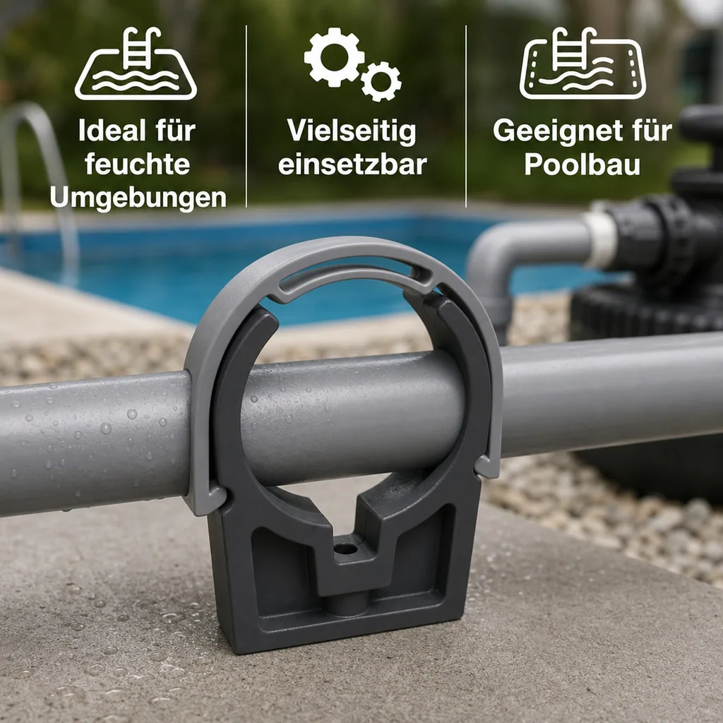 Rohrklemme 50mm, PVC Rohrklemme, Rohrschelle mit Bügel