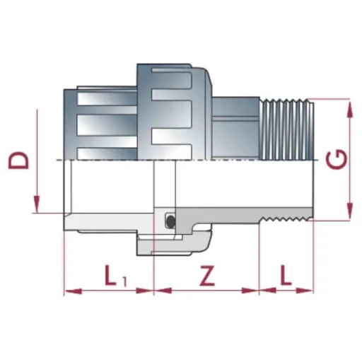 PVC Fittings, Verschraubung 50mm, Klebemuffe