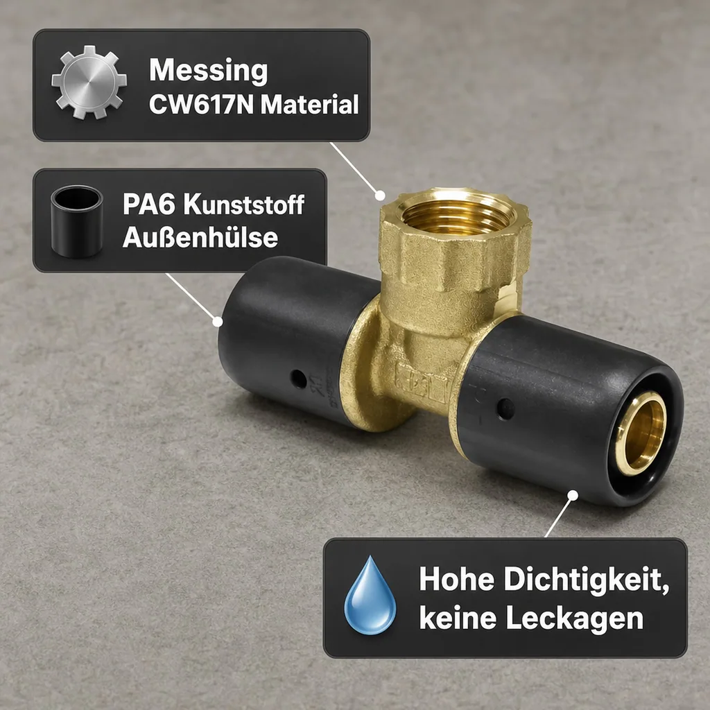 Steckfitting T-Stück, 20mm, 3/4 Zoll, Trinkwasser, Heizung