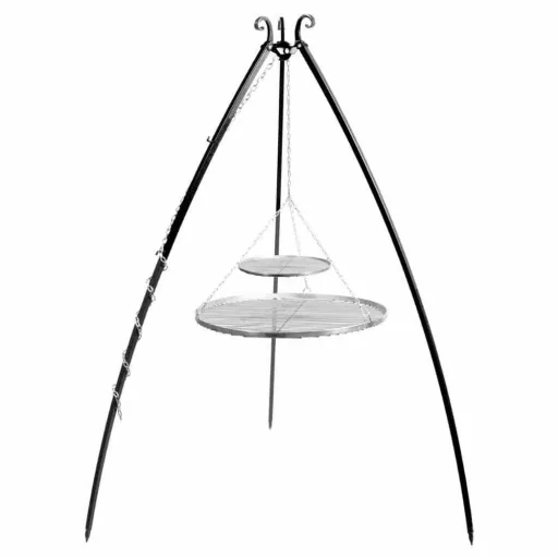 Grill Dreibein, Feuerstelle, 200 cm, Naturstahl, höhenverstellbar