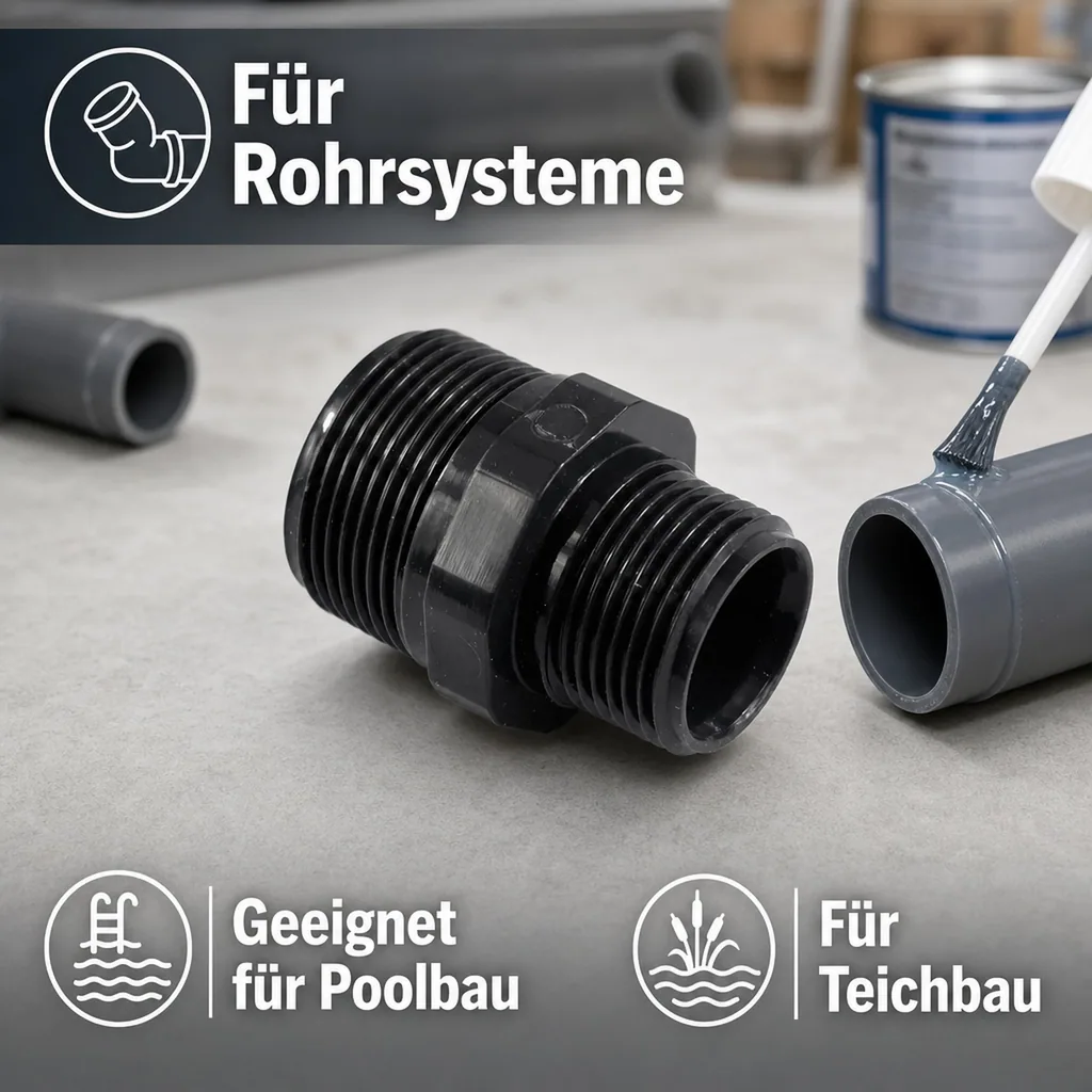 PVC - U Doppelnippel reduziert AG 2 1/2" x 1 1/2"