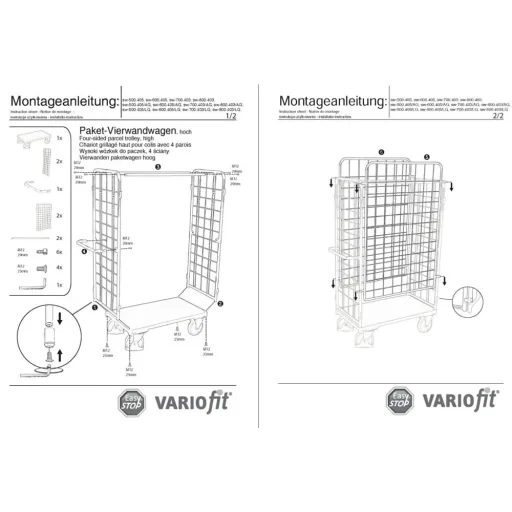 Vierwandwagen, Transportwagen, hoch Typ M, 500 kg Traglast, Etagenwagen