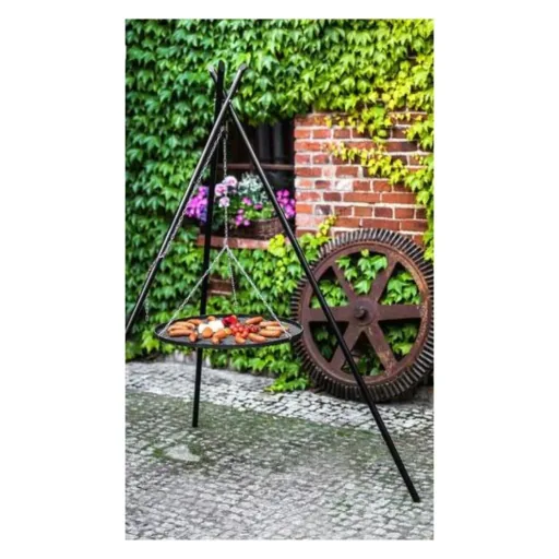 Schwenkgrill, Dreibein Grill, Gartengrill, 210cm, Grillrost 80cm, Naturstahl
