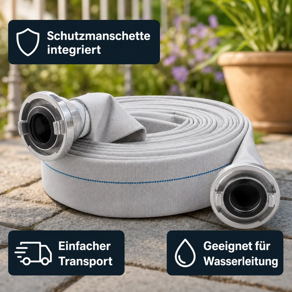 Bauschlauch 20m, Industrieschlauch, Druckschlauch mit Storz Kupplung