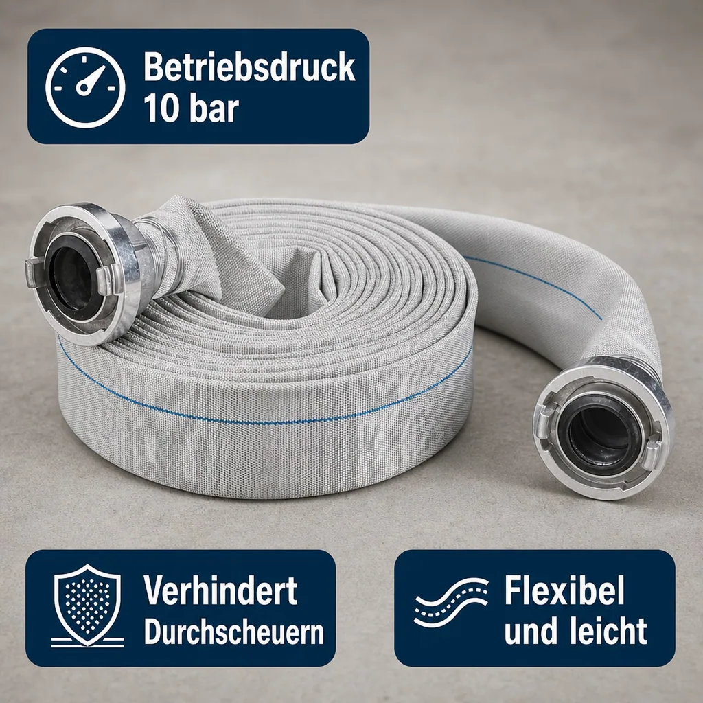 Bauschlauch 20m, Industrieschlauch, Druckschlauch mit Storz Kupplung