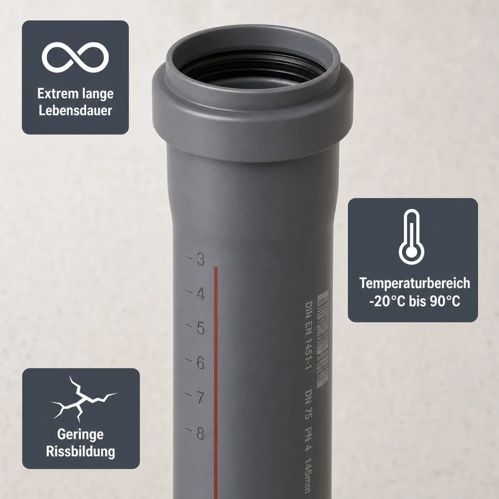 HT Rohr 75mm, Abwasserrohr, Hausentwässerung, DN 75