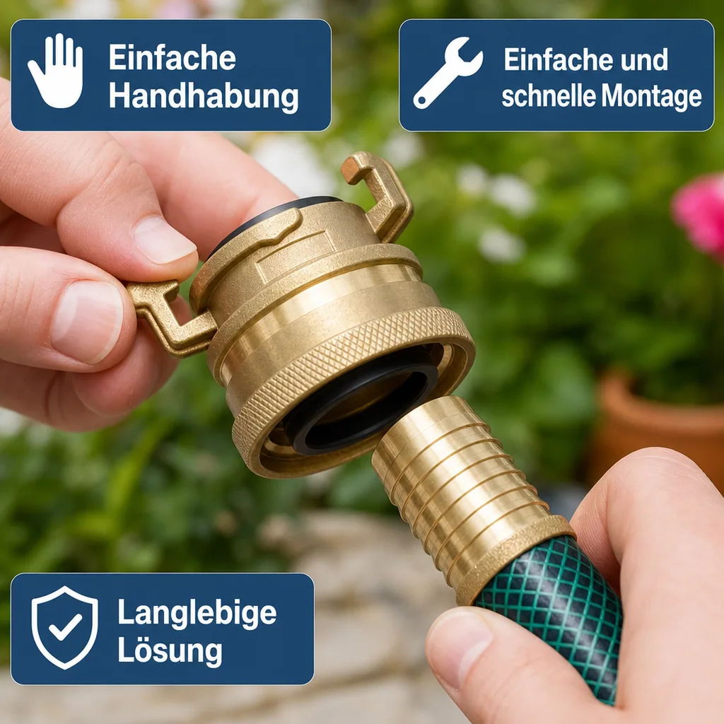Schnellkupplung 1 1/4 Zoll, Messing, mit Kontermutter
