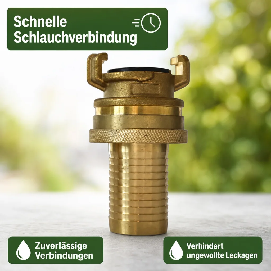 Schnellkupplung 1 1/4 Zoll, Messing, mit Kontermutter