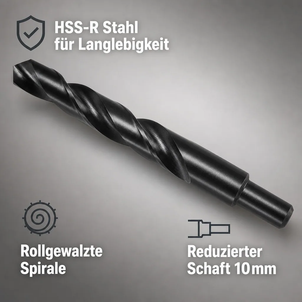 HSS Spiralbohrer DIN 338, 14,5mm, reduzierter Schaft 10mm, Stahlbohrer HSS