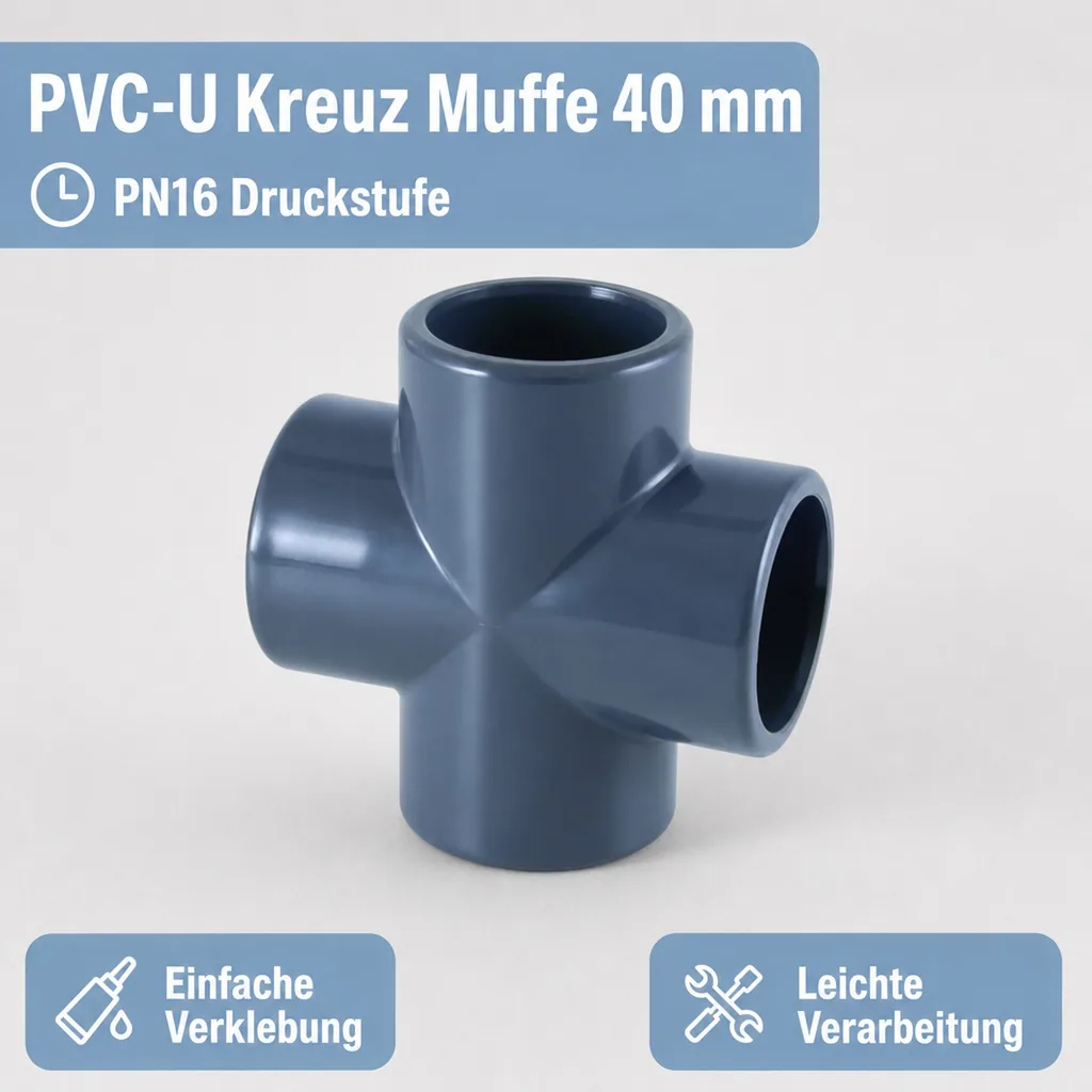 PVC - U Kreuz Muffe 40 mm PN16