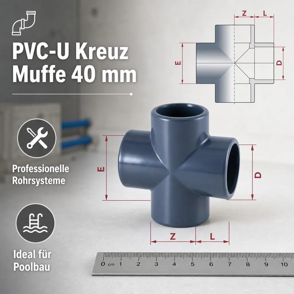 PVC - U Kreuz Muffe 40 mm PN16