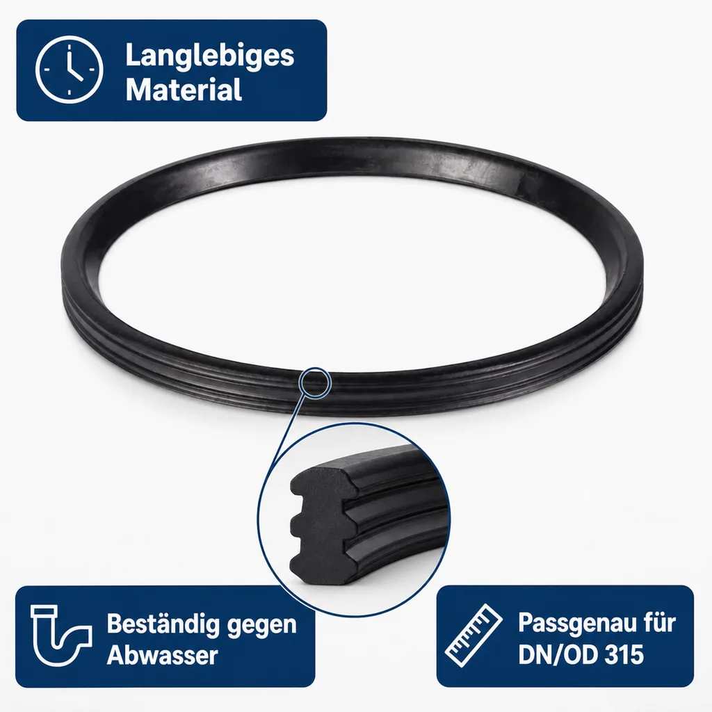 KG Rohr Dichtung DN 315, Ersatzlippendichtring, PVC Rohr