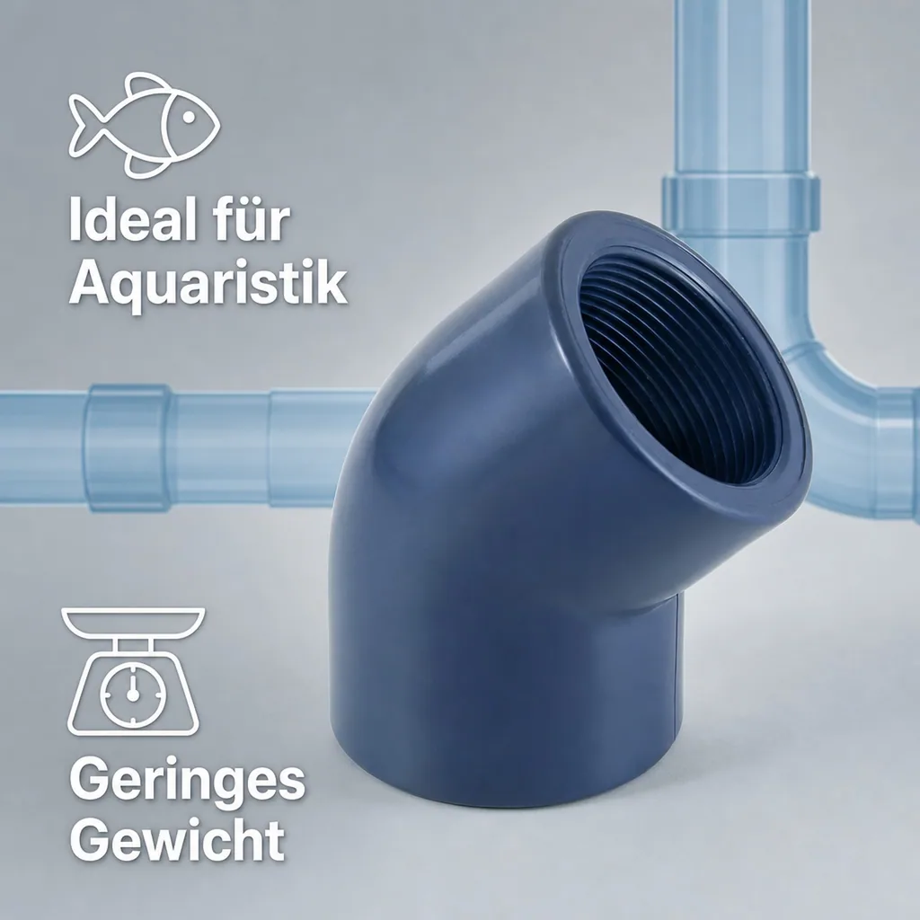 PVC Winkel 45 Grad, Muffe, IG 40 mm, PN10