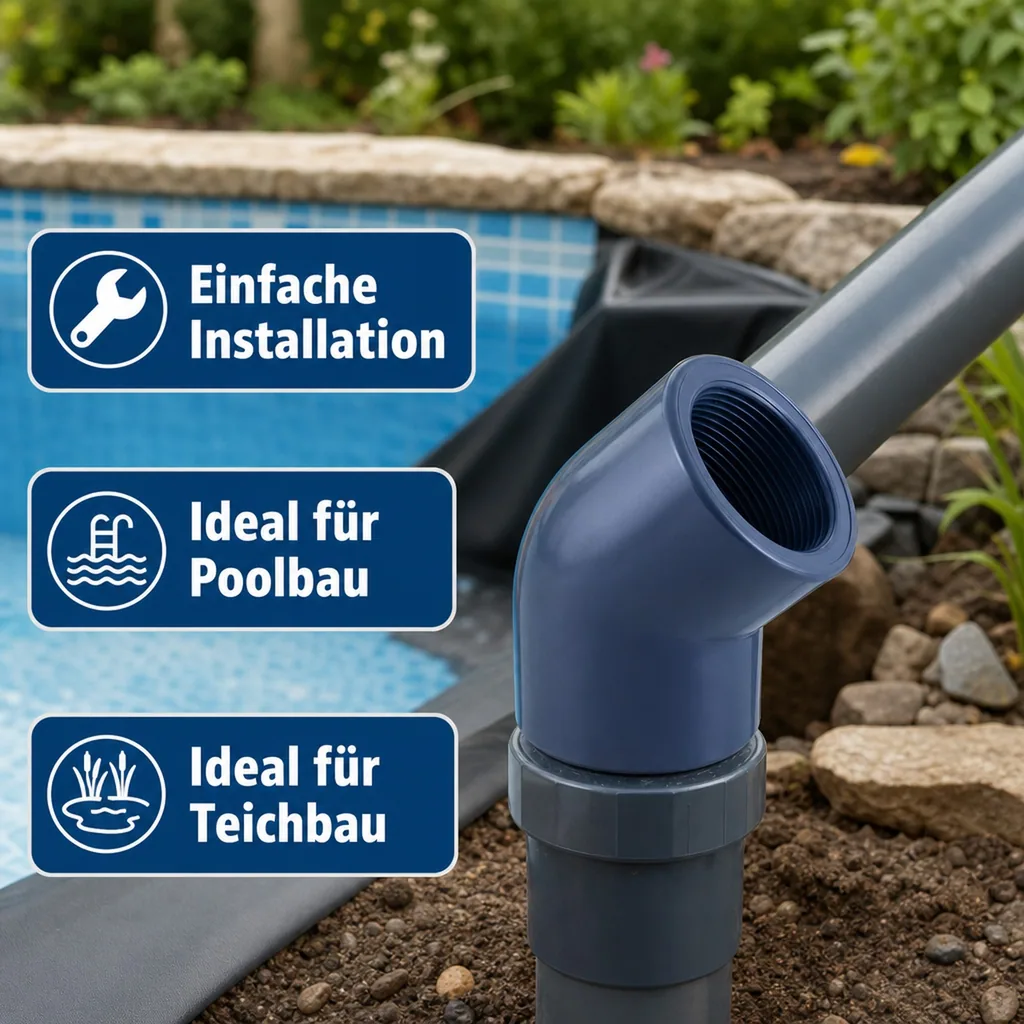PVC Winkel 45 Grad, Muffe, IG 40 mm, PN10
