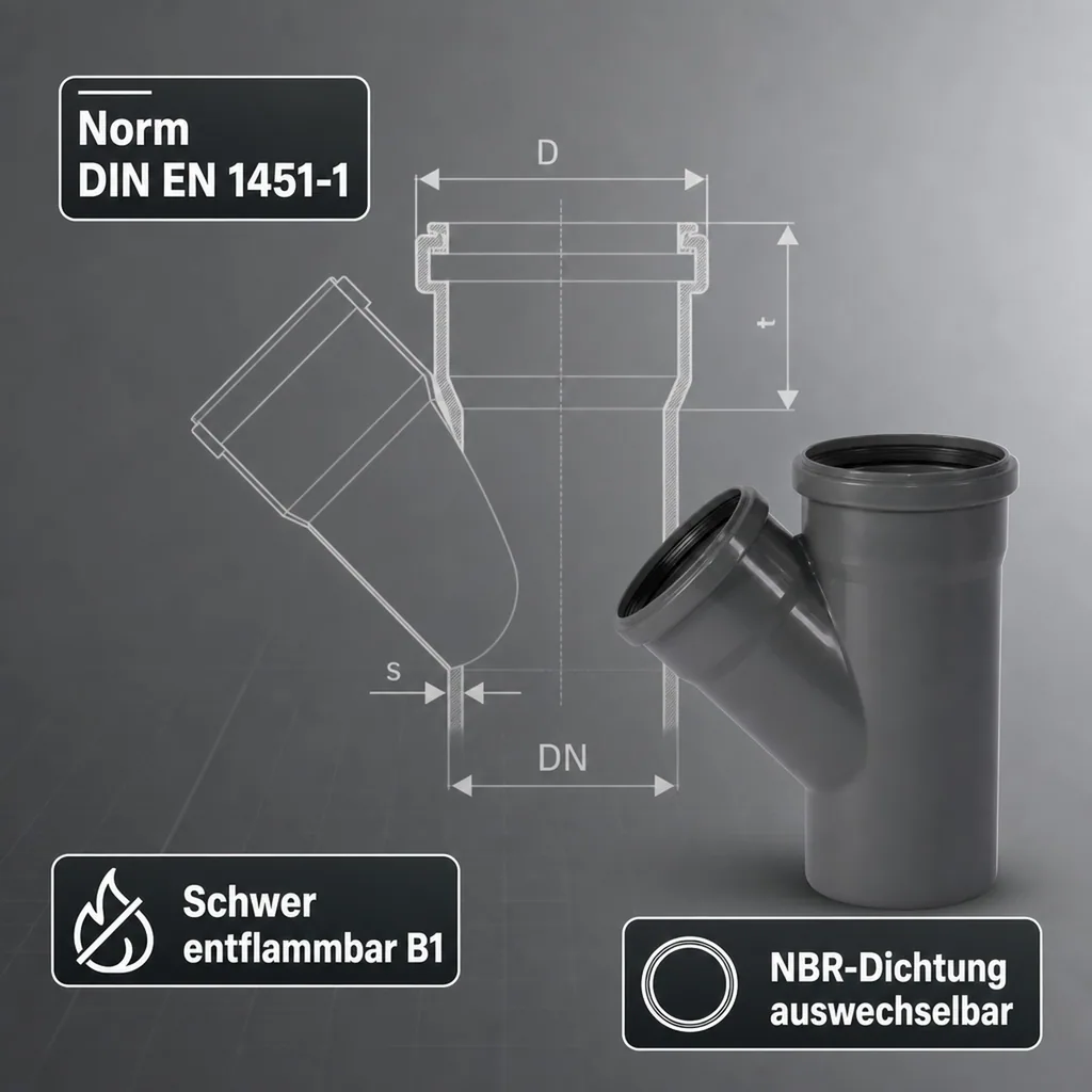 HT Abzweig 125/110, 45 Grad, Abwasserrohr