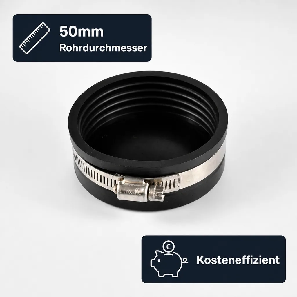 Endkappe 50mm, Rohrstopfen, flexible Rohrverbindung